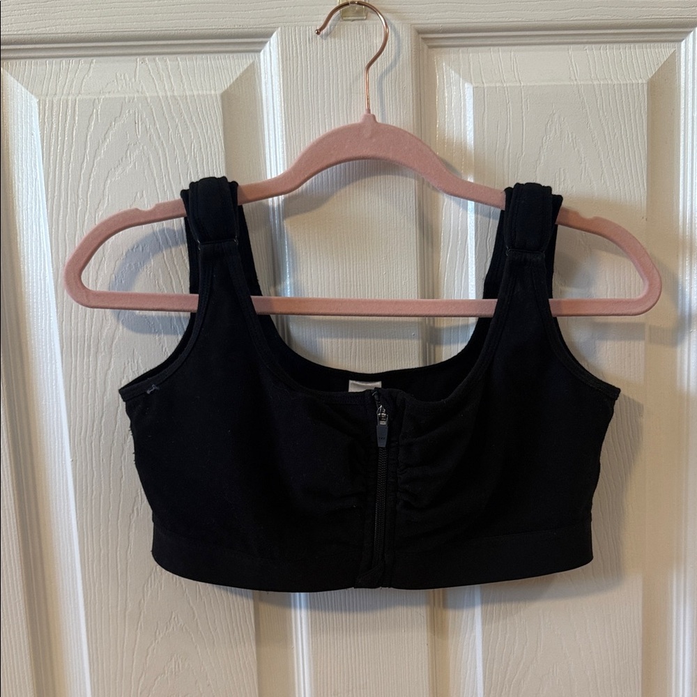 Surgical Black Front-Zip support Bra